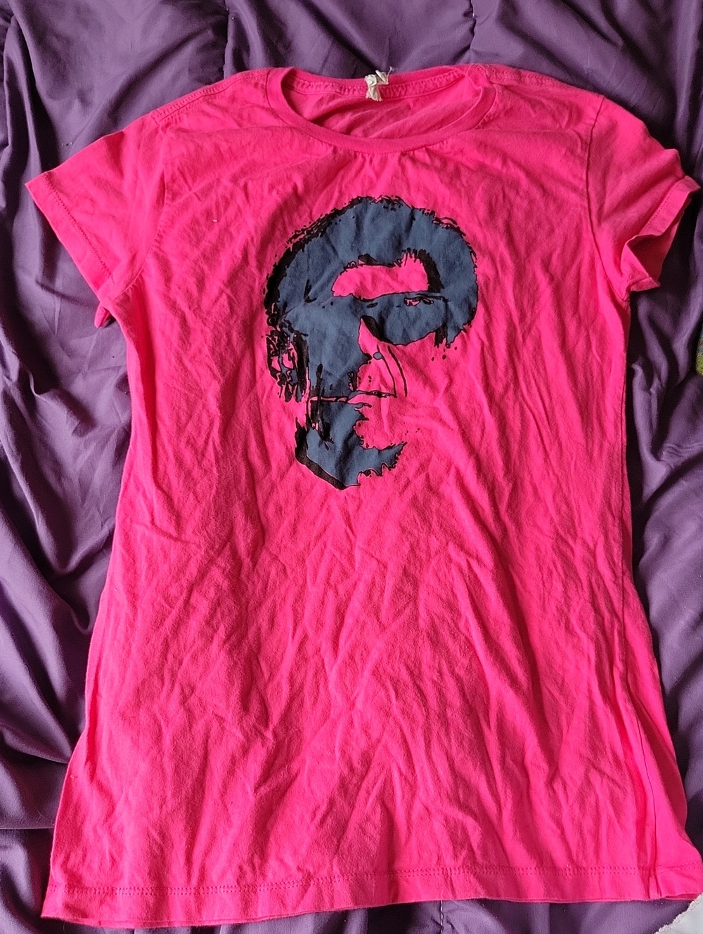 Women's Hot Pink Leonard Cohen Graphic Tee
